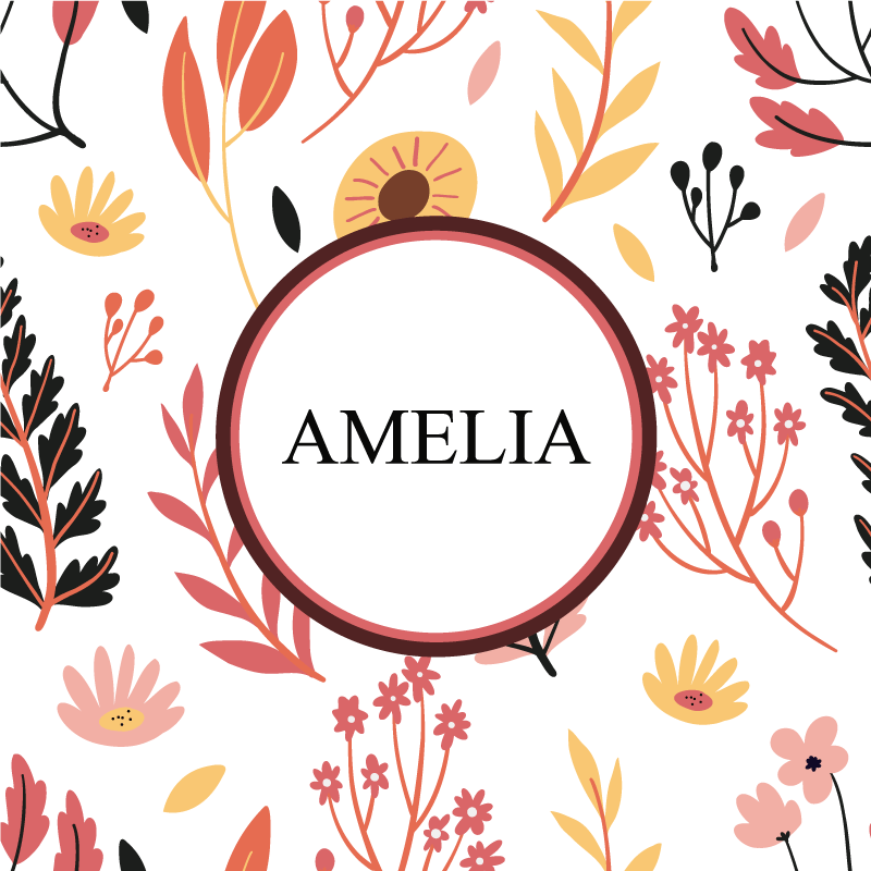 Poster con nombre diseño floral personalizado - TenVinilo