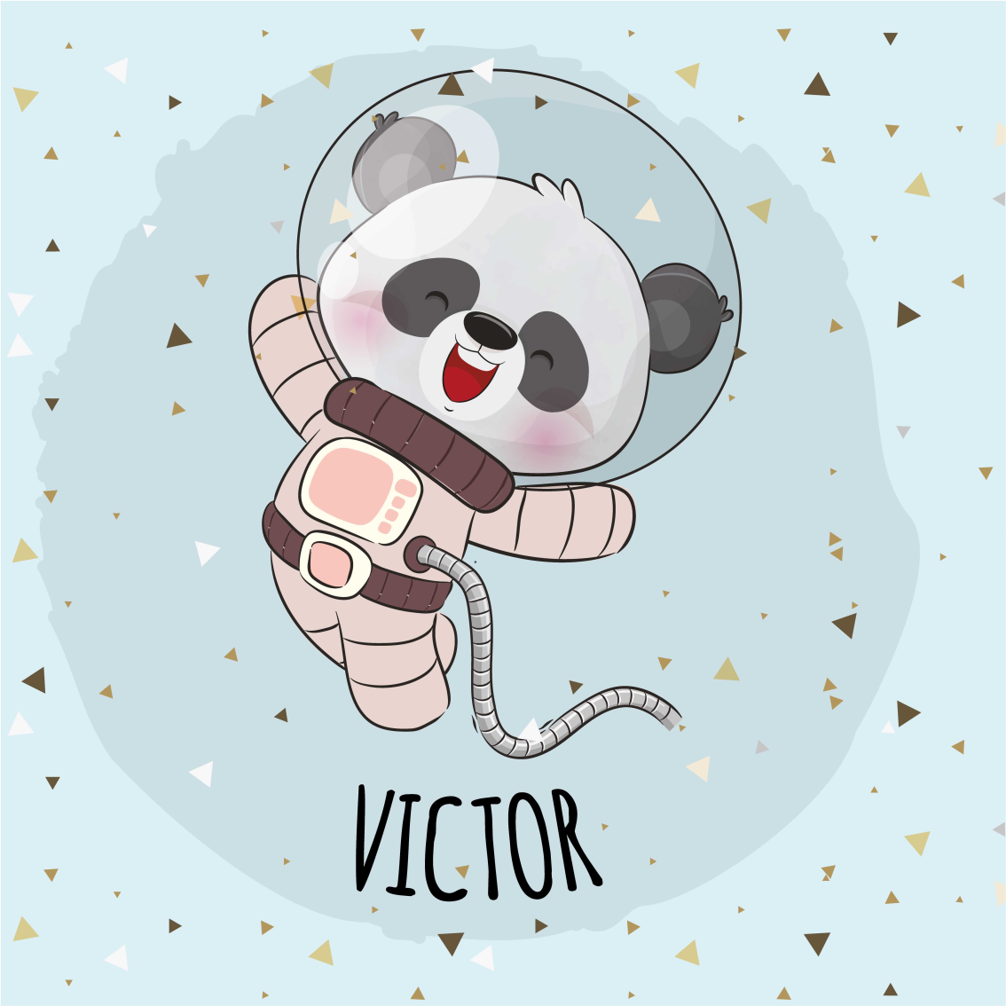 Poster con nombre panda espacial alegre - TenVinilo