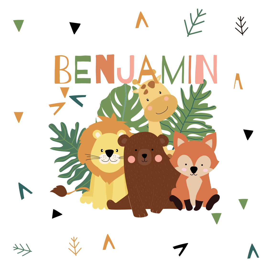 Poster con nombre encuentro de amigos animales - TenVinilo