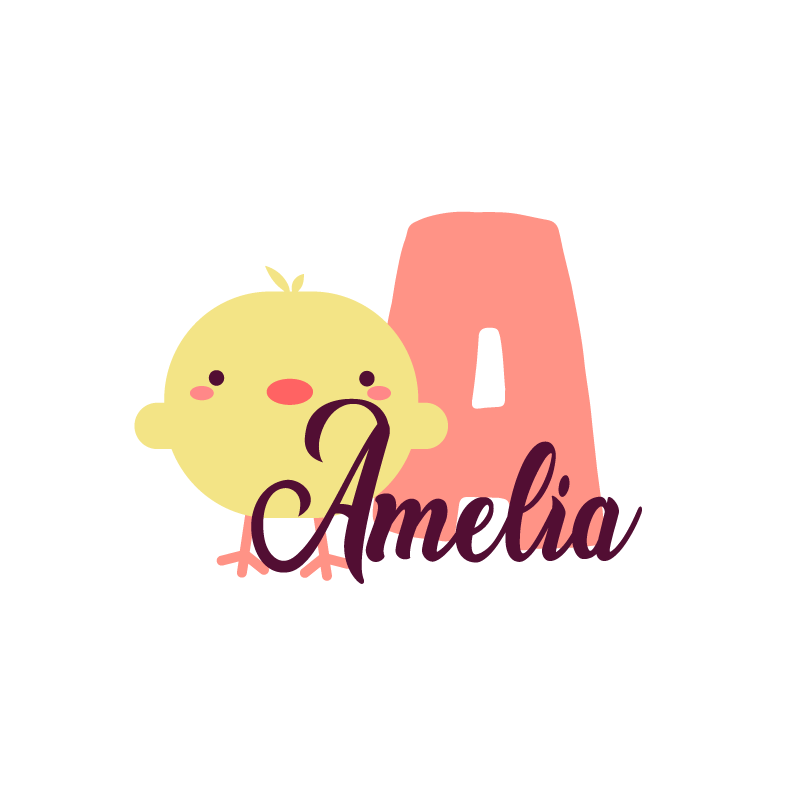 Poster con nombre diseño de pollito adorable - TenVinilo