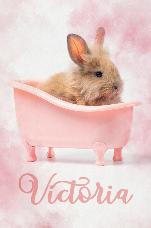 Poster con nombre retrato de conejito tierno - TenVinilo