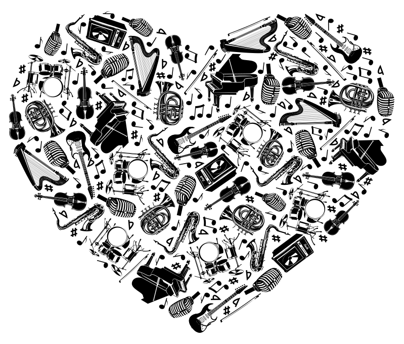 Poster musicales diseño en forma de corazón - TenVinilo