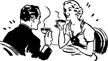 Poster vintage vinilo decorativo pareja tomando café - TenVinilo
