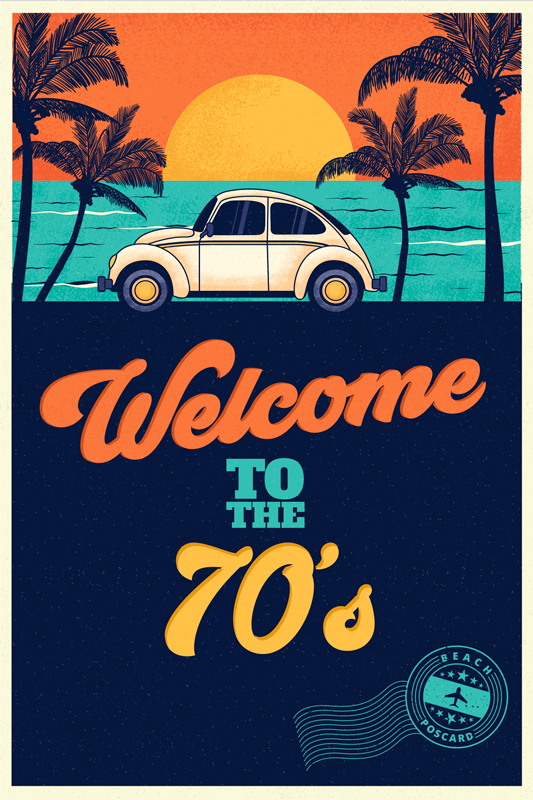 Poster vintage bienvenido a los 70 sticker - TenVinilo