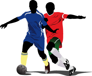 Poster fútbol vinilo juvenil duelo de jugadores - TenVinilo