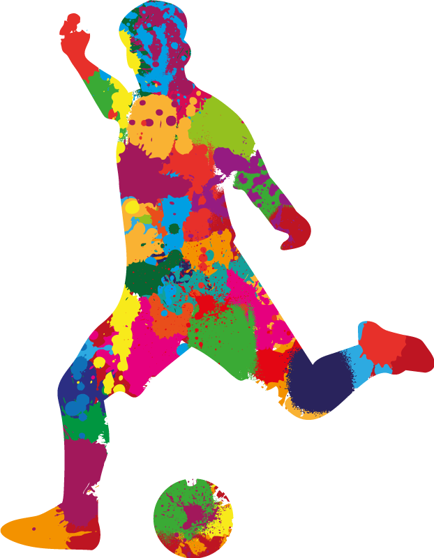 Poster fútbol jugador salpicaduras de color - TenVinilo