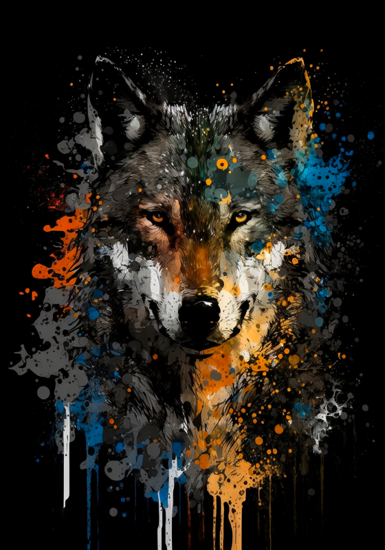 Cartel de animal de pintura de lobo - TenVinilo