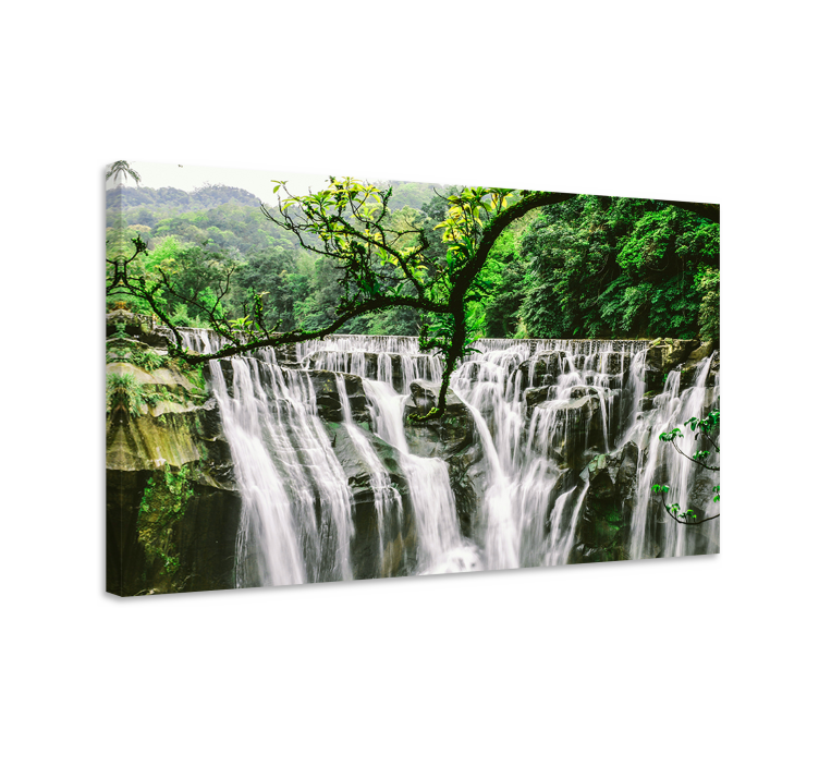 Cuadro paisajes majestuosa escena de cascada - TenVinilo