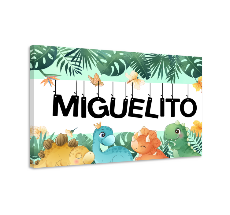 Cuadro infantil de dinosaurios con nombre - TenVinilo