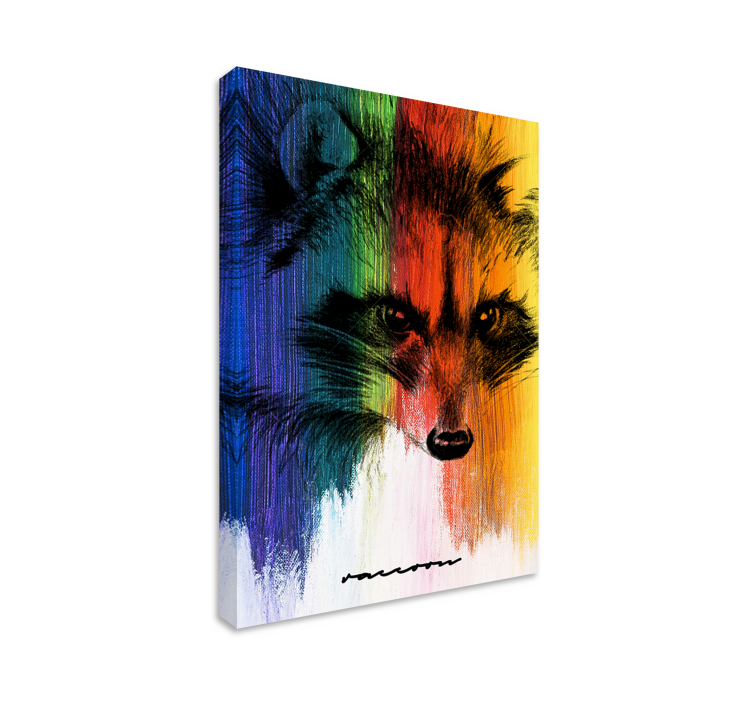 Cuadro animales Mapache arcoiris - TenVinilo