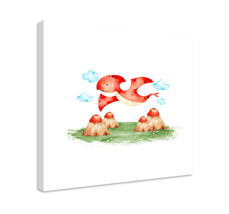 Cuadro de dinosaurios criatura roja voladora - TenVinilo