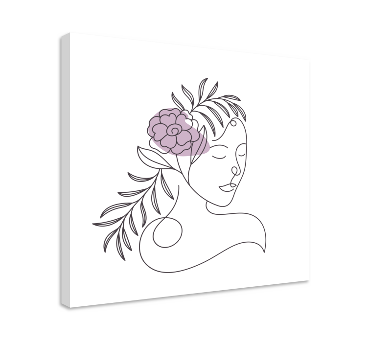 Cuadro de flores Dibujado de rostro de mujer con flores - TenVinilo