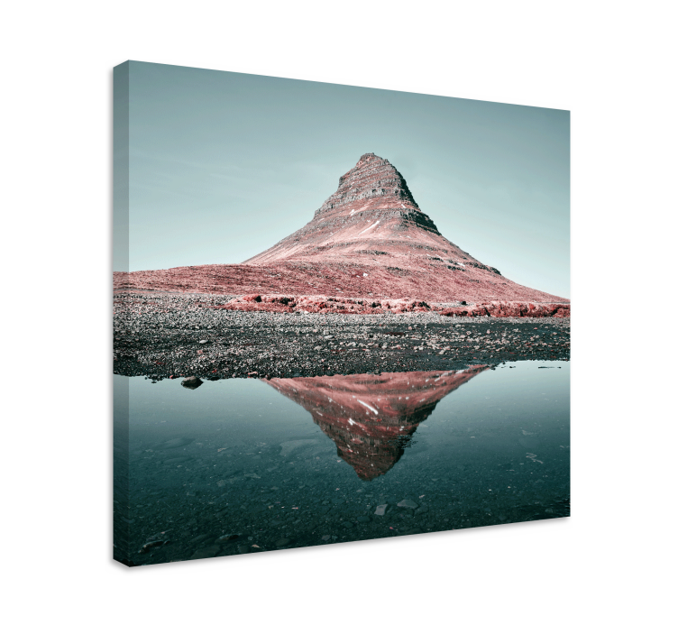 Cuadro paisajes reflejo de la montaña kirkjufell - TenVinilo