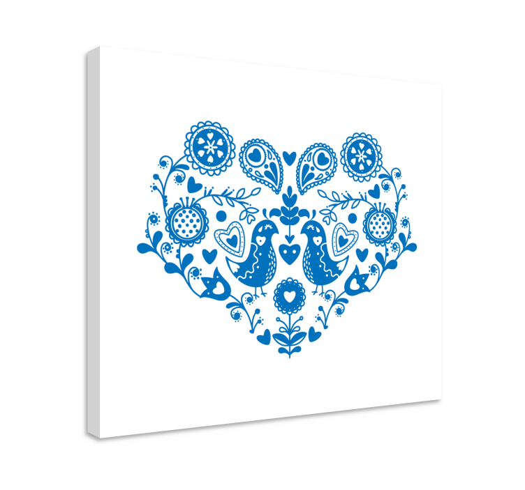 Cuadro bodegones patrones de corazón con aves - TenVinilo