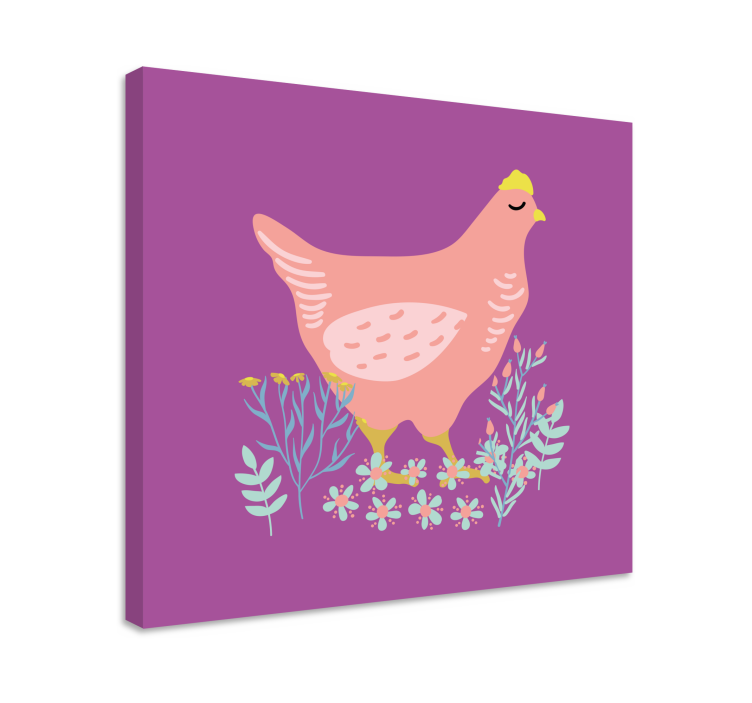 Cuadro animales encantadora gallina rosa - TenVinilo