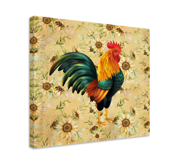 Cuadro aves Gallo y girasoles - TenVinilo