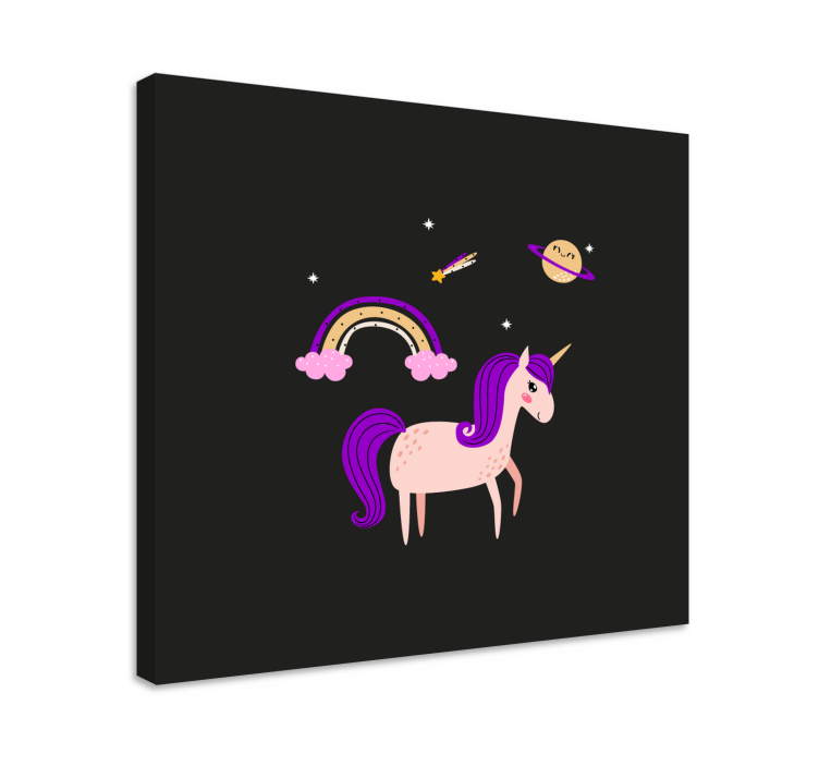 Cuadro infantil Unicornios artísticos sobre un fondo oscuro - TenVinilo