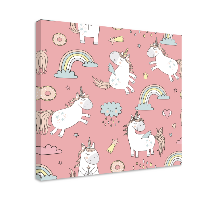 Cuadro infantil Unicornio rosa de dibujos animados - TenVinilo