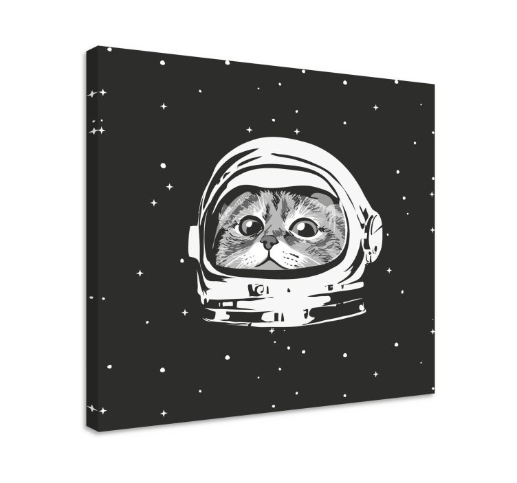 Cuadro de gatos astronauta en blanco y negro - TenVinilo