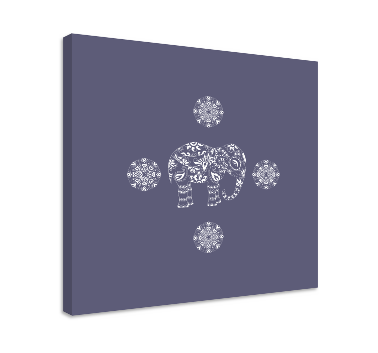 Cuadro elefante Elefante mandala blanco - TenVinilo