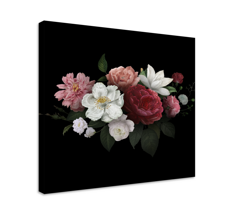 Cuadro de flores Rosas vintage sobre un fondo negro - TenVinilo