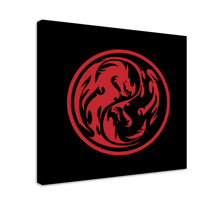 Cuadro para dormitorio Dragón negro y rojo yin yang - TenVinilo