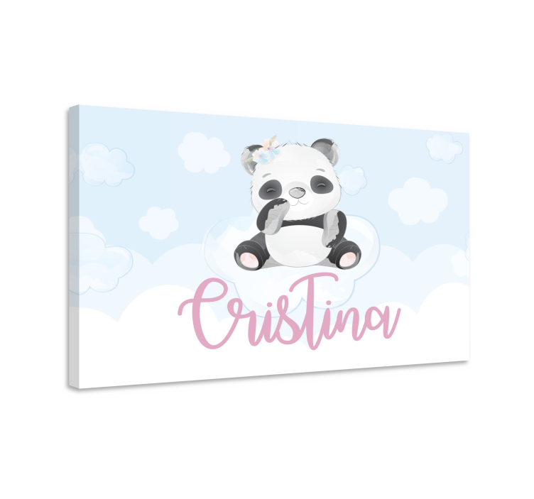 Pintura habitación bebé Lindo panda para niña con nombre - TenVinilo
