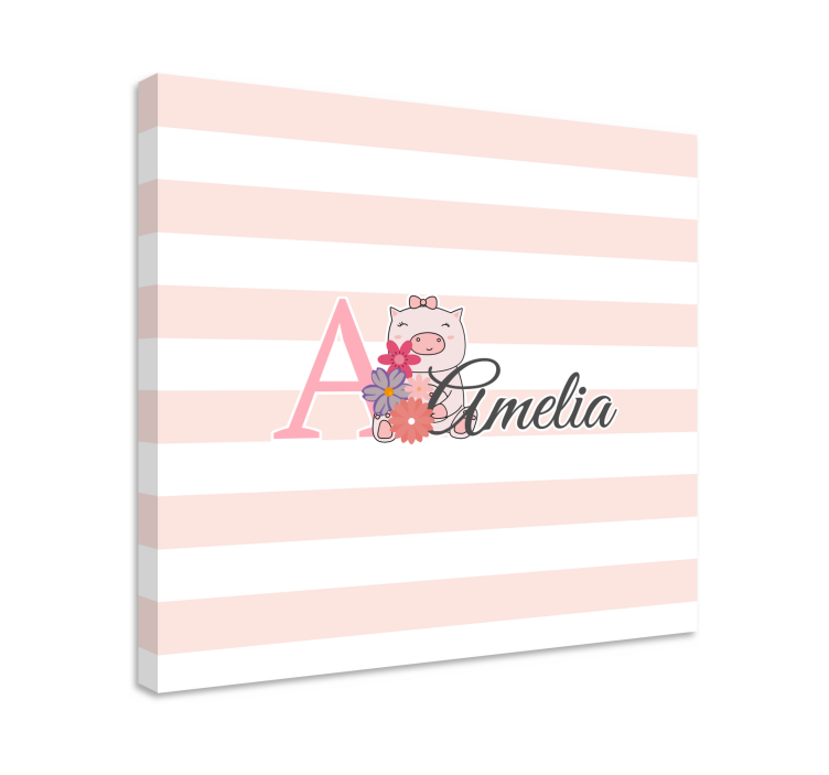 Pintura habitación bebé Cerdito de animales lindos con nombre - TenVinilo