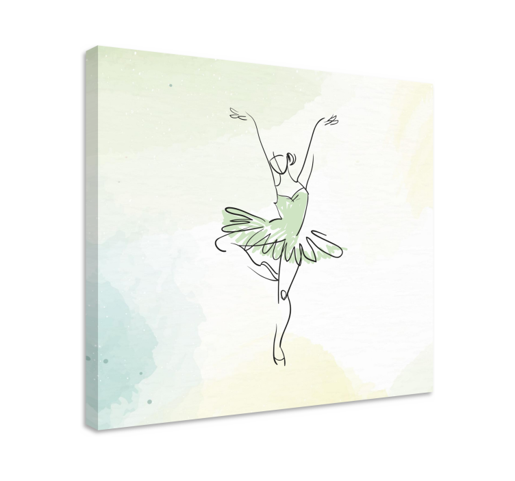 Cuadro infantil Bailarina en pose line art - TenVinilo
