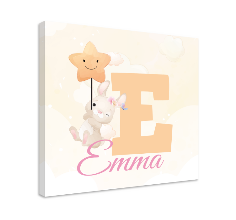 Cuadro personalizable Conejito de animales lindos con nombre - TenVinilo