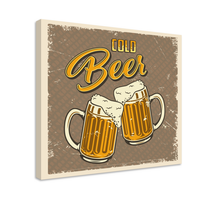 Cuadro para bar Cerveza fría efecto retro sucio - TenVinilo