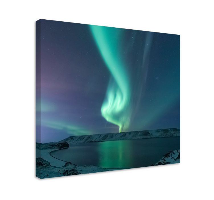 Cuadro paisajes Increíble aurora boreal sobre la isla - TenVinilo