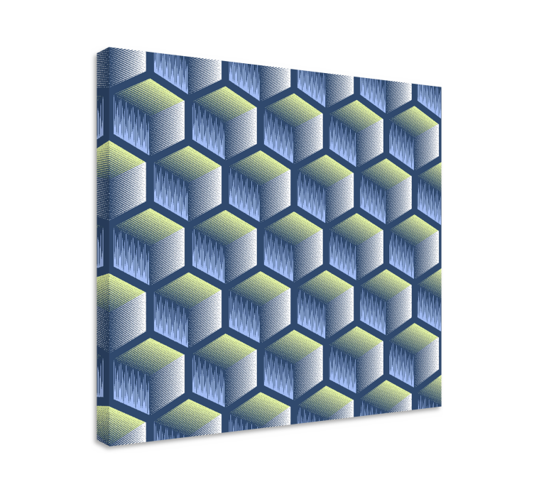 Cuadro figuras geométricas patrón de cubos hexagonales - TenVinilo