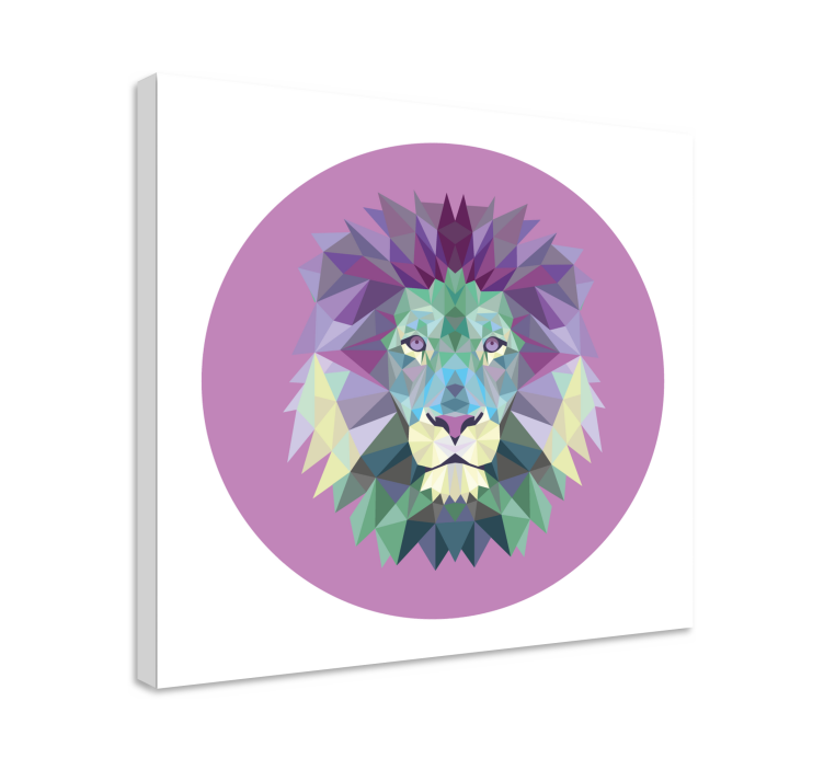 Cuadro animales Animales geométricos león morado - TenVinilo