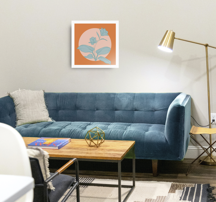 Cuadro de flores ilustración estilizada naranja - TenVinilo