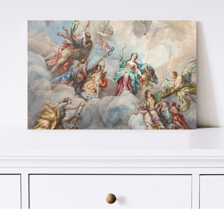 Cuadro en arte Dos ángeles abrazándose pintando - TenVinilo