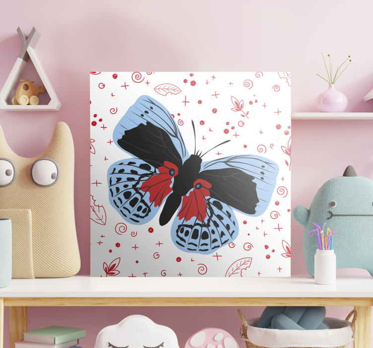 Cuadro mariposas Rojo y verde - TenVinilo