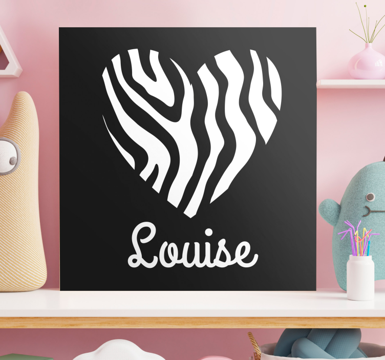 Cuadro con nombre corazón de cebra - TenVinilo