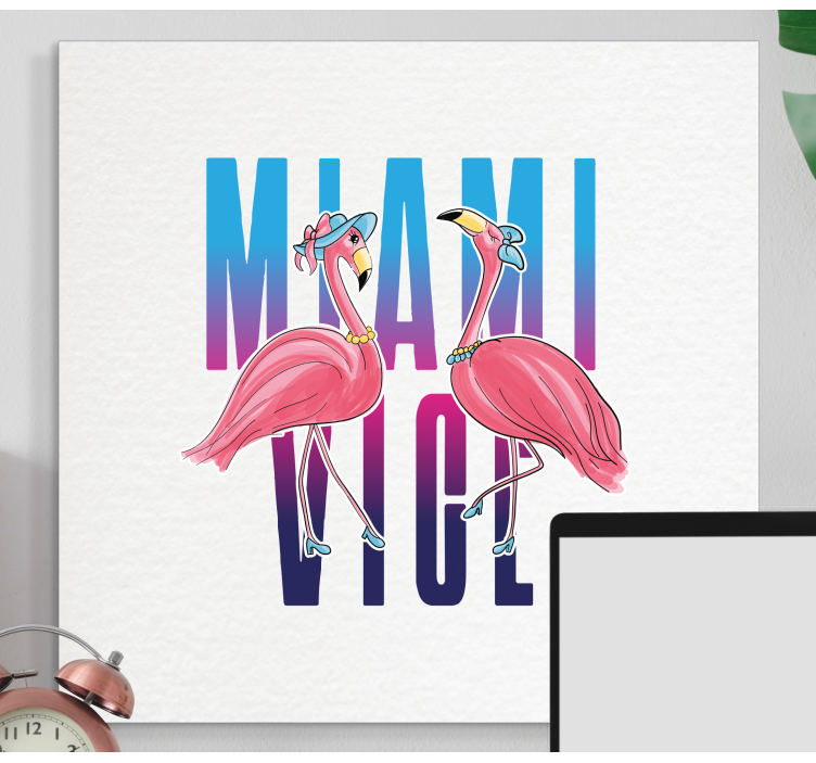 Cuadro animales Miami vice flamingo design - TenVinilo