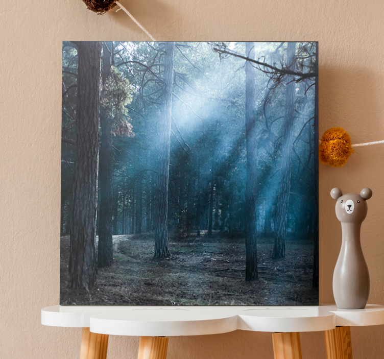 Cuadro árboles "naturaleza" anochecer en el bosque - TenVinilo