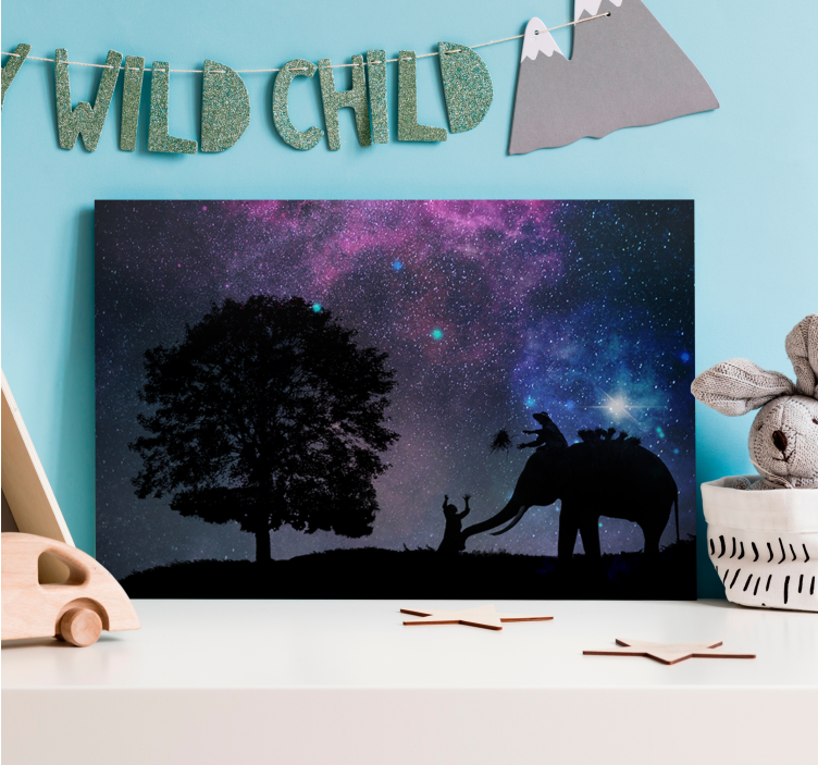 Cuadro de elefantes interacción con elefantes bebés - TenVinilo