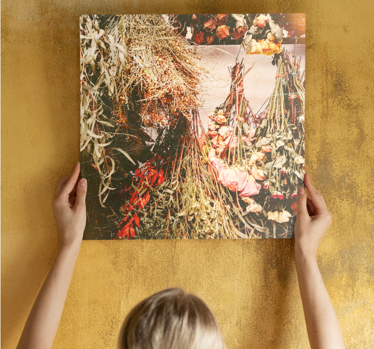 Cuadro de flores arreglos florales secos - TenVinilo