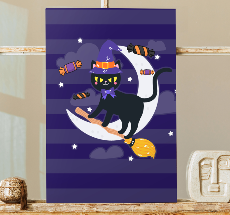 Cuadro de gatos bruja del gato negro - TenVinilo