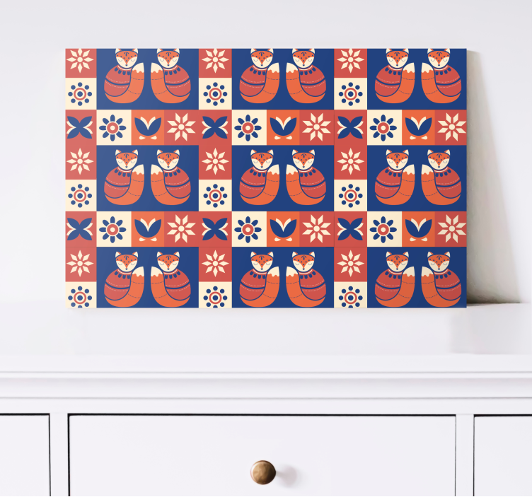 Cuadro de gatos patrón amigable de felinos - TenVinilo
