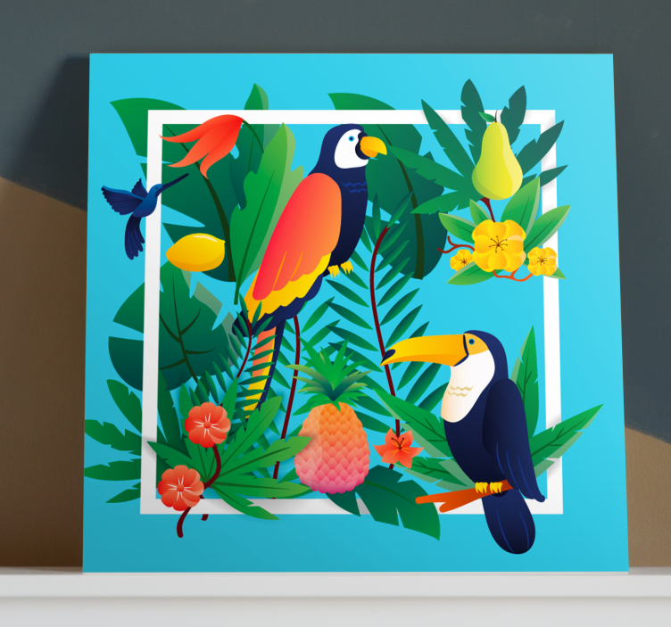 Cuadro aves Aves tropicales con frutas - TenVinilo