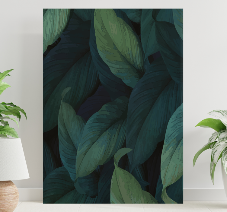Cuadro plantas Enormes hojas verdes patrón profundo - TenVinilo