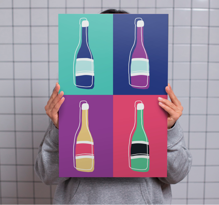Cuadro moderno Arte pop abstracto botellas de champán - TenVinilo