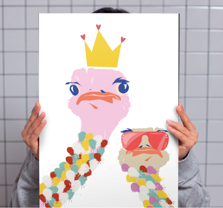 Cuadro moderno Colorido estilo artístico de avestruces - TenVinilo