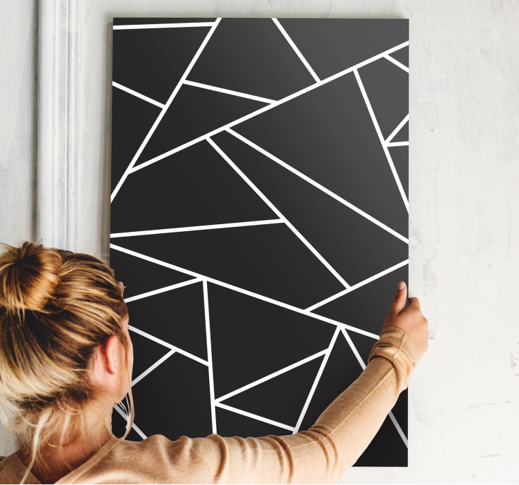 Cuadro geométrico Mosaico blanco negro clásico - TenVinilo