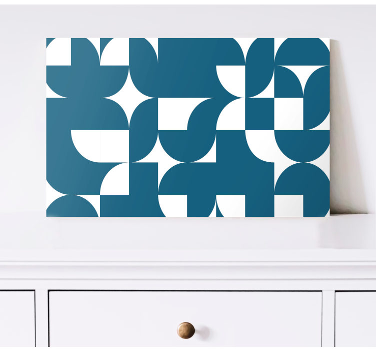 Cuadro geométrico Patrón azul y blanco - TenVinilo